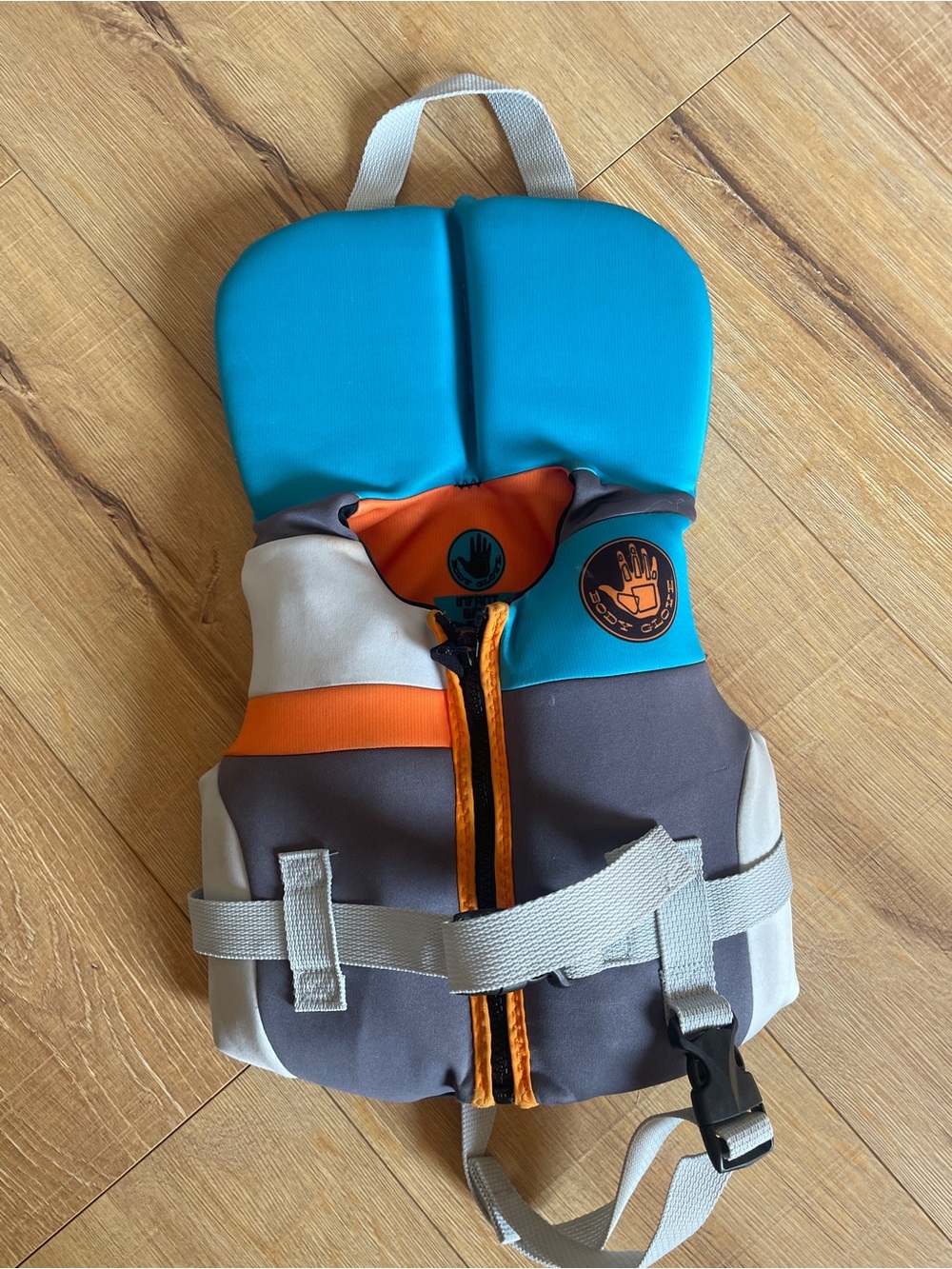Kids' Blue and Gray Life Vest with Orange Accents
